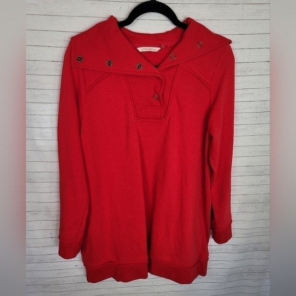 SOFT SURROUNDINGS RED TUNIC LENGTH SWEATER, SZ LARGE - Picture 1 of 10